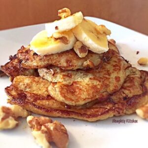 Banana Nutty Pancakes by Naughty-Kitchen.com