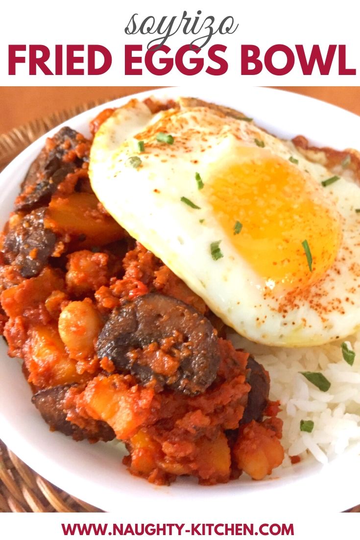 soyrizo and fried eggs bowl