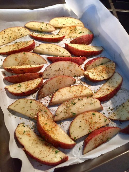 Easy Oven Roasted Red Potato Wedges Naughty-Kitchen.com