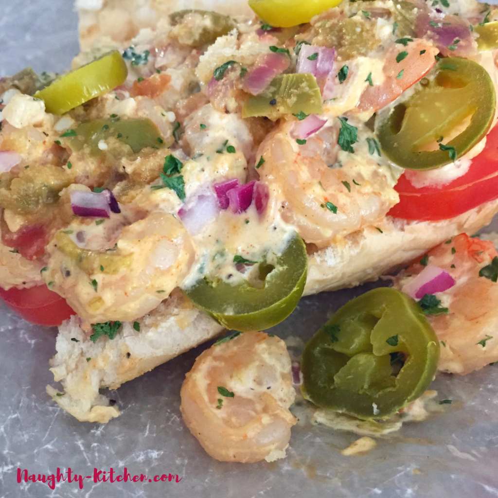 Healthy Creamy Shrimp Po Boy Sandwich Naughty-kitchen.com