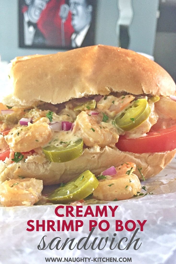 creamy shrimp po boy sandwich