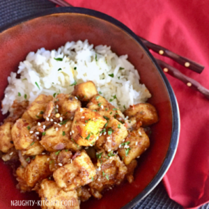 Healthy Peanutty Garlic Tofu Bowl Naughty-Kitchen.com Easy Recipe Vegan Vegetarian