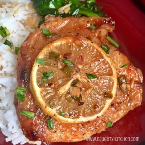 Maple Lemon Glazed Chicken Thighs Healthy Keto Paleo Naughty-Kitchen.com Dinner Ideas Baked Chicken