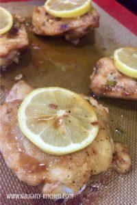 Maple Lemon Glazed Chicken Thighs Healthy Keto Paleo Naughty-Kitchen.com Dinner Ideas Baked Chicken