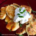 Sour Cream and Chives Smashed Tater Tots Appetizers Naughty-Kitchen.com