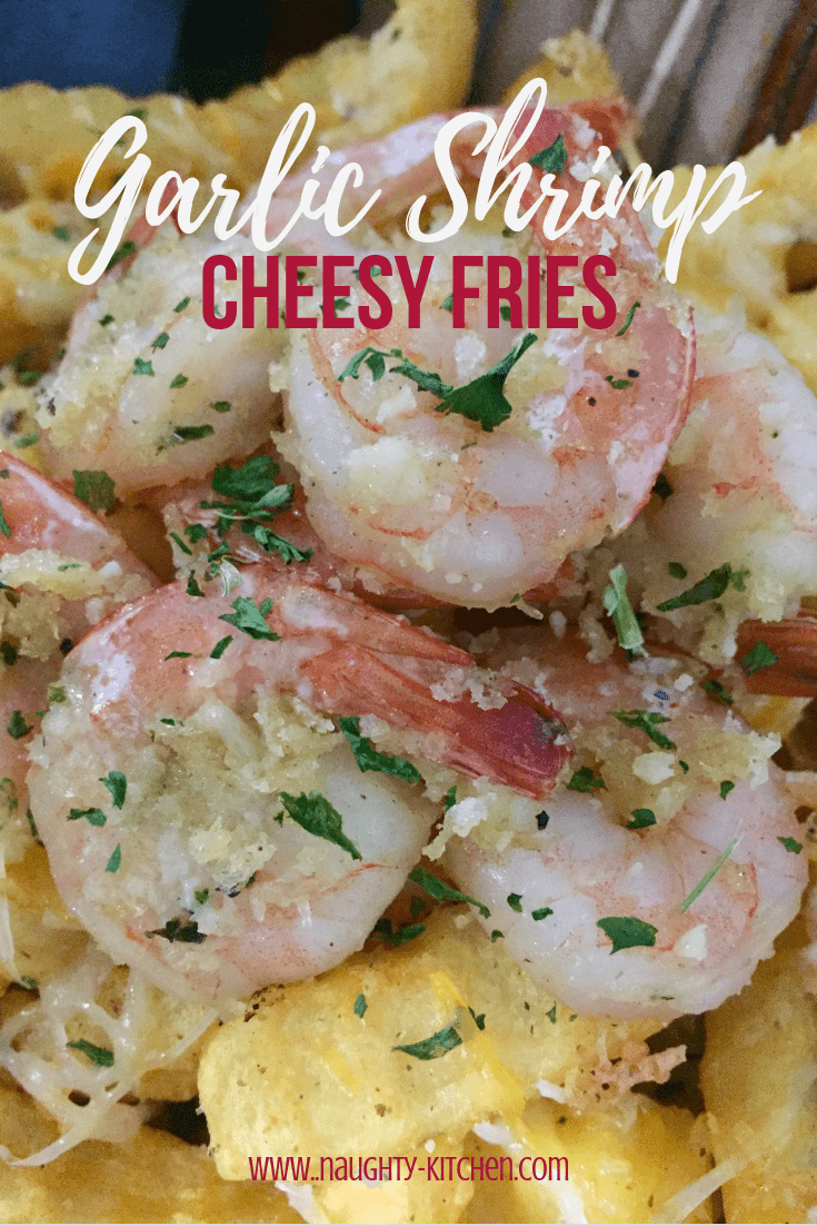 Baked Garlic Shrimp Cheesy Fries Naughty-Kitchen.com Appetizers