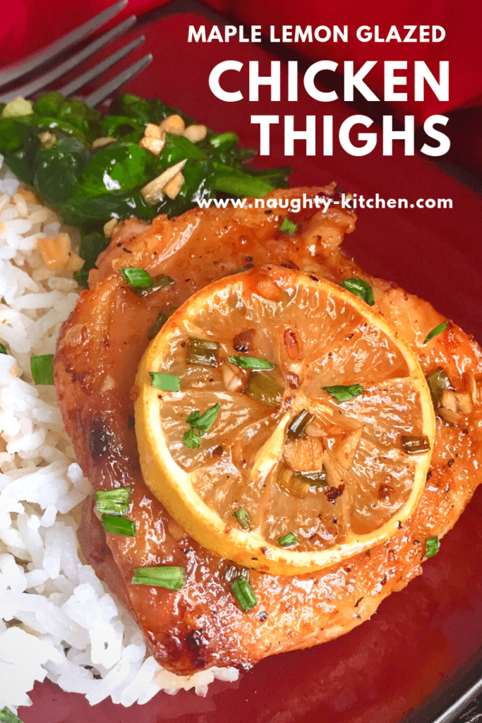 Maple Lemon Glazed Chicken Thighs Healthy Keto Paleo Naughty-Kitchen.com Dinner Ideas