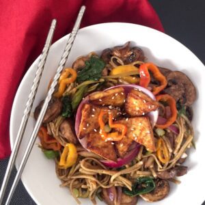 sweet and spicy tofu jungle noodles