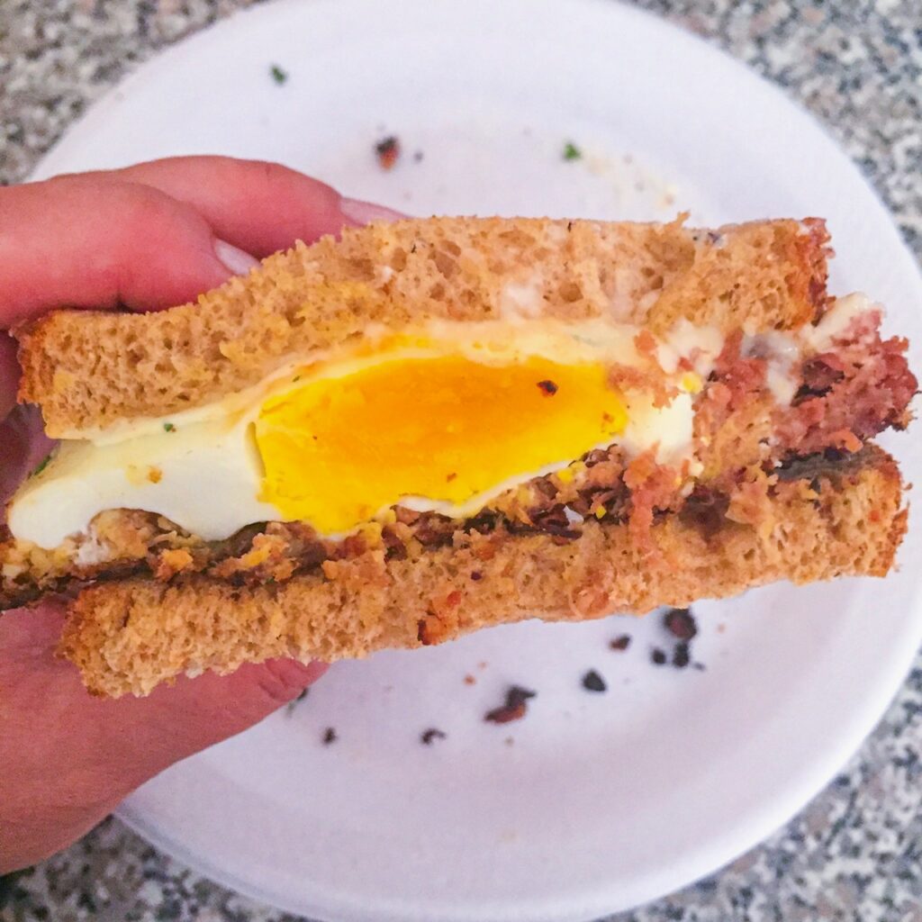 Corned Beef and Eggs Sandwich halved1