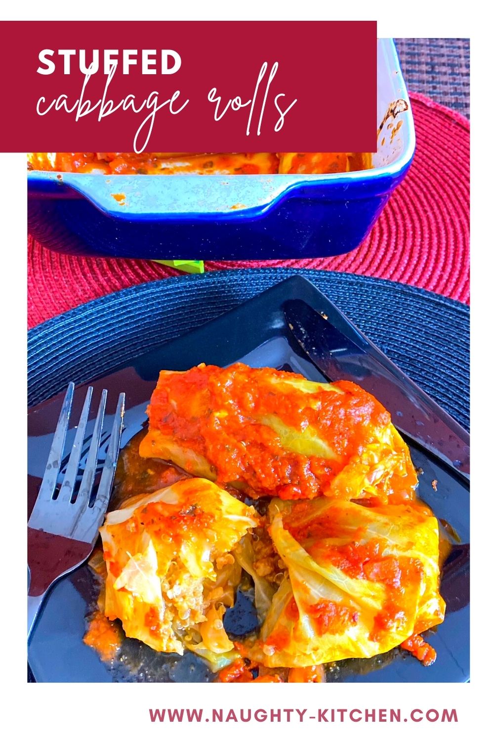 Stuffed Cabbage Rolls on a black plate