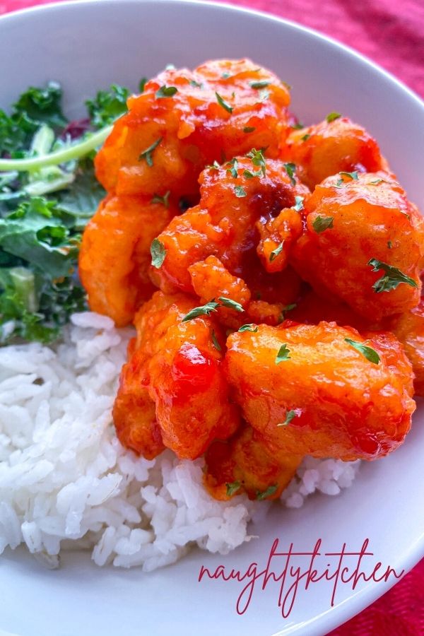 Cauliflower Wings of Desire with Banana Ketchup close up