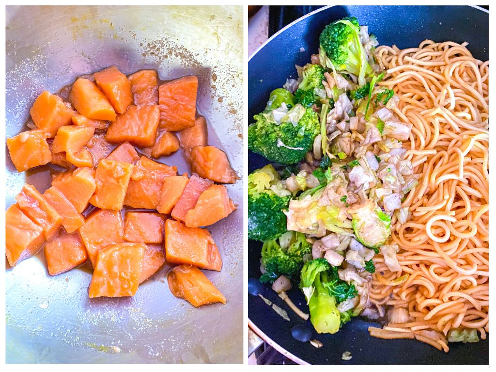 HOW TO MAKE HONEY GLAZED SALMON WITH NOODLES