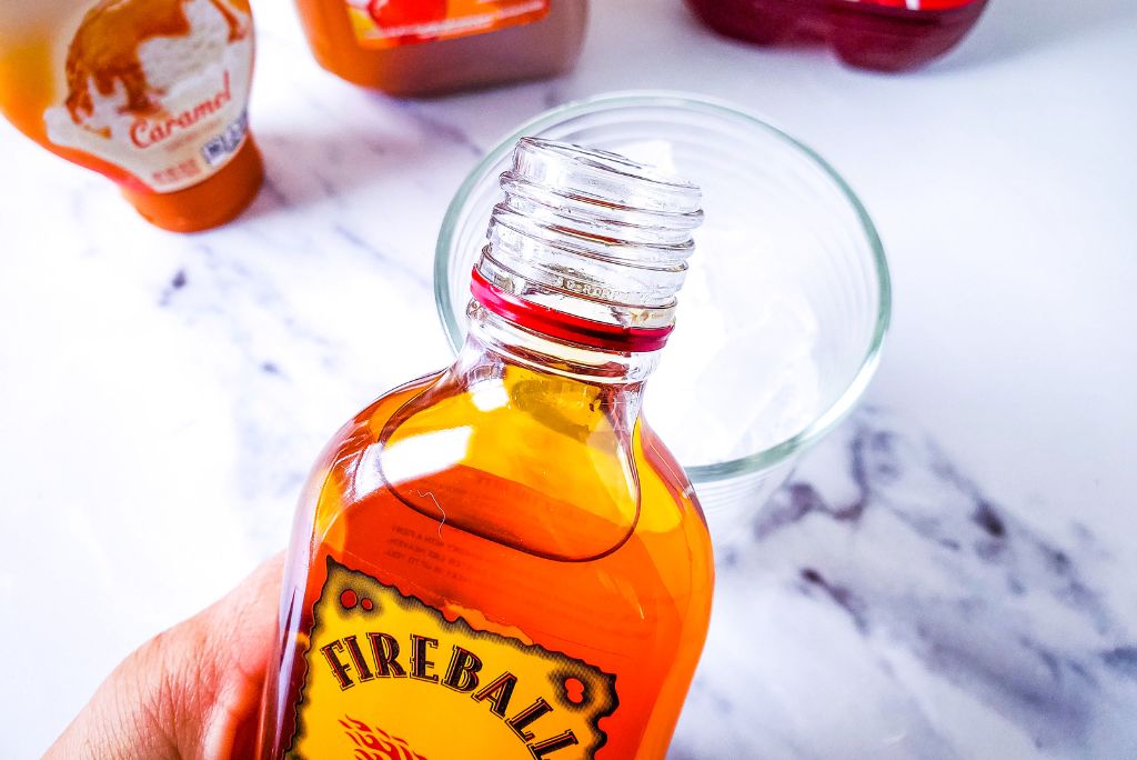 Fireball Whiskey with Ice in glass