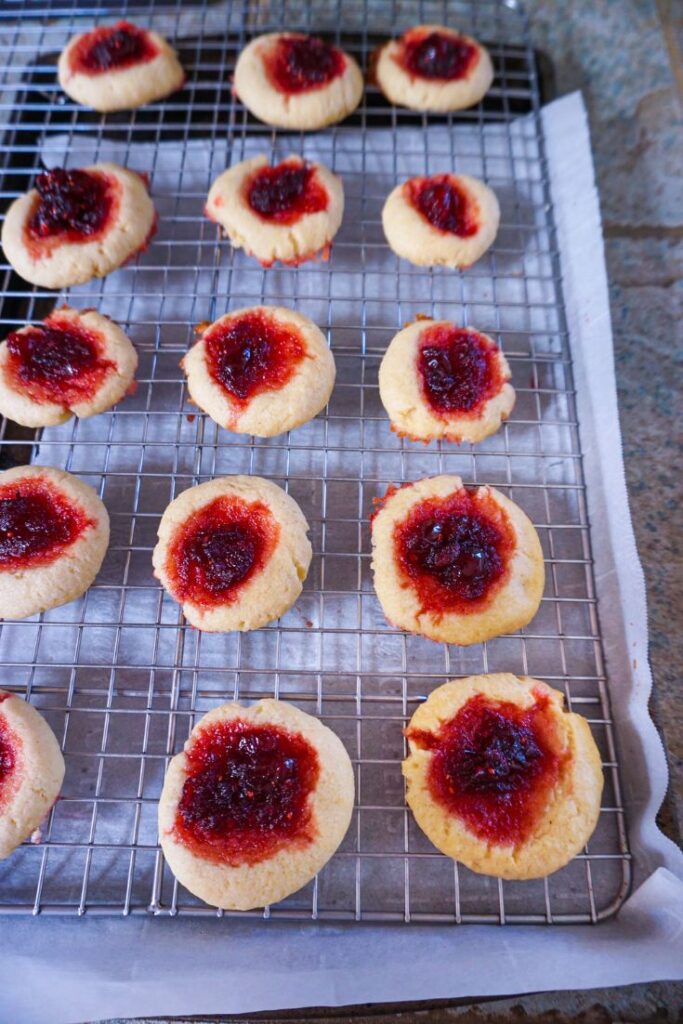 Cranberry Thumbprint Cookies on the rack