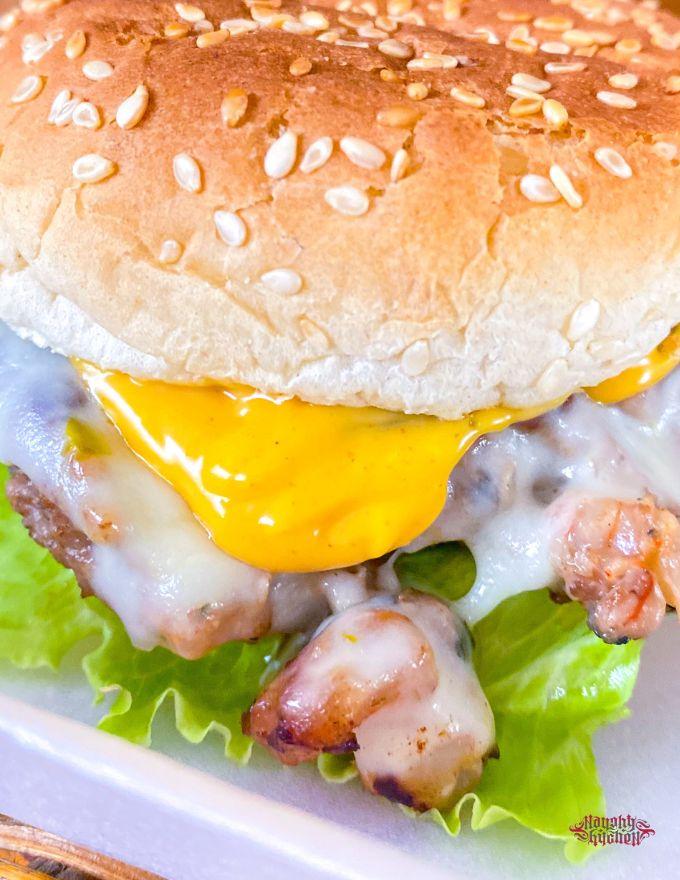 shrimp burger close up