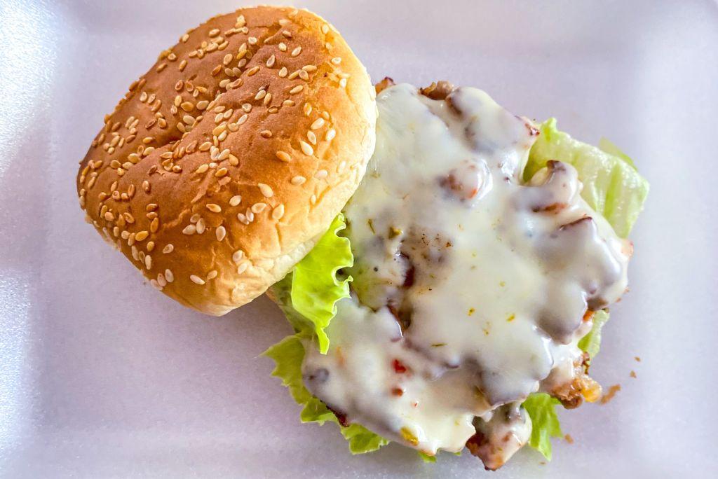 Shrimp Burger with Cheese open