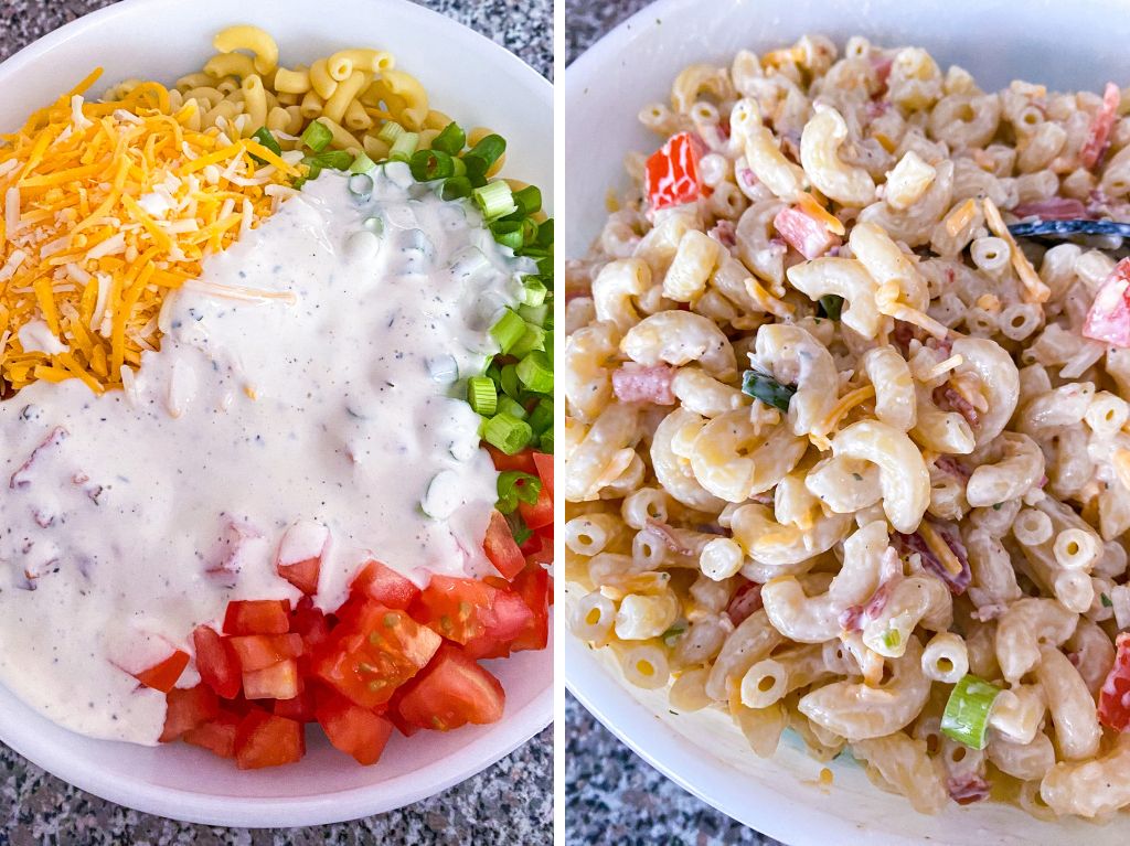 how to make bacon ranch macaroni salad