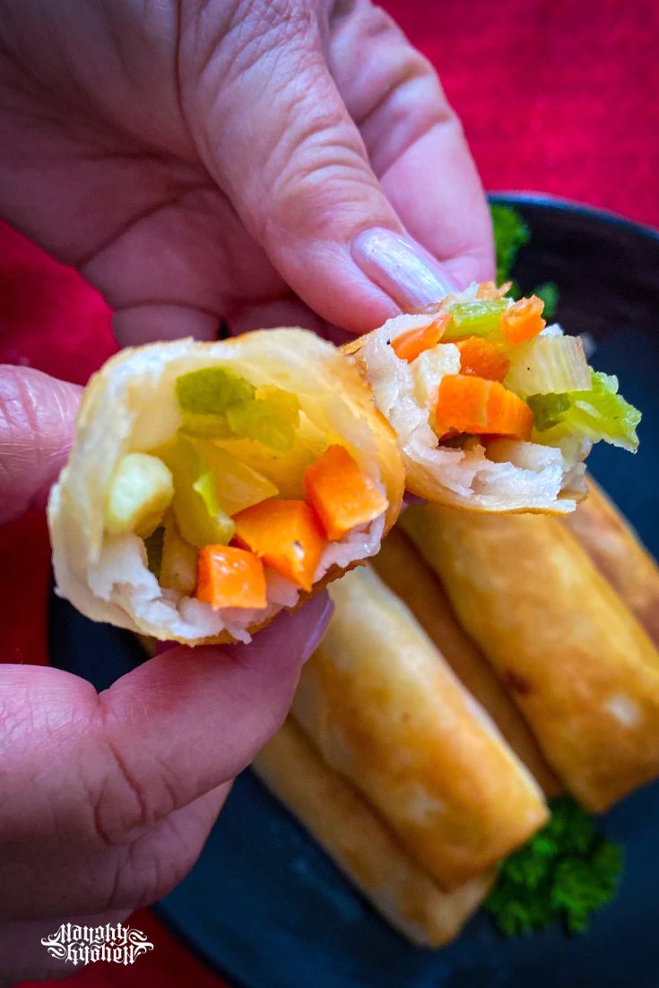 Inside of the vegetarian egg rolls