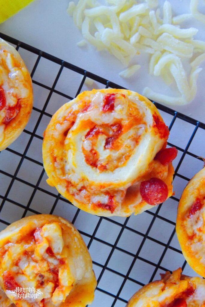 Homemade Pizza Rolls baking rack half