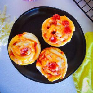 Homemade Pizza Rolls on a plate.