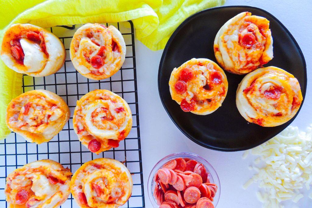 Homemade Pizza Rolls rack and plate