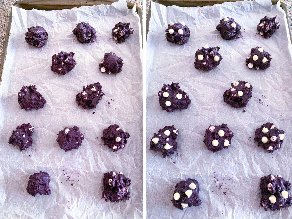 Ube Cookies baking sheet