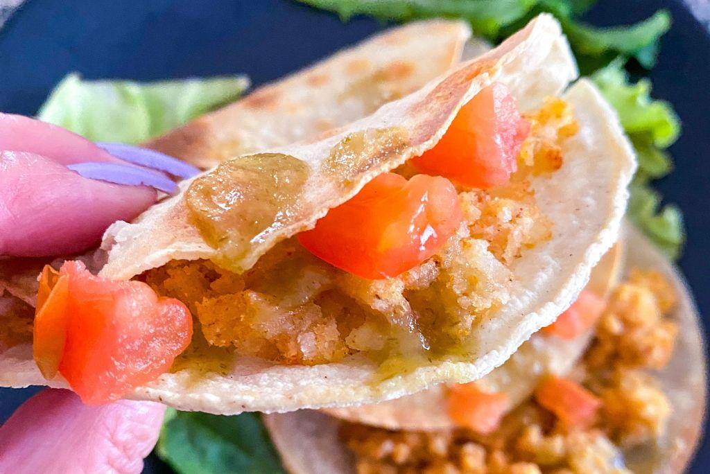 Crispy Potato Tacos close up