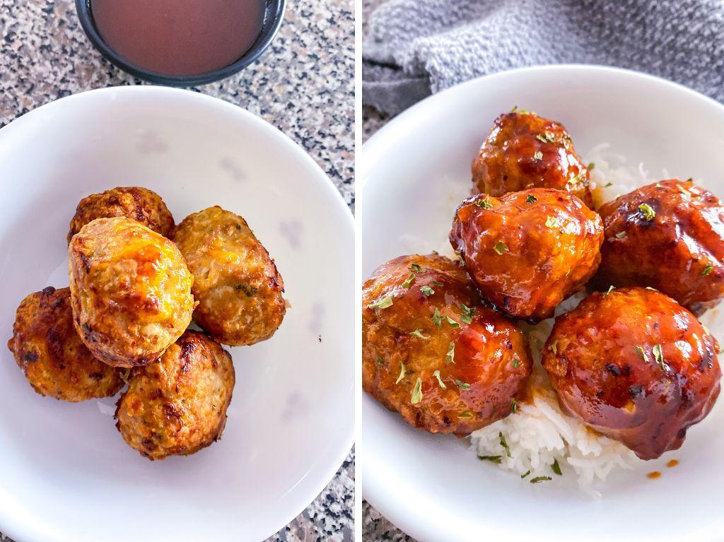 glazing the meatballs.