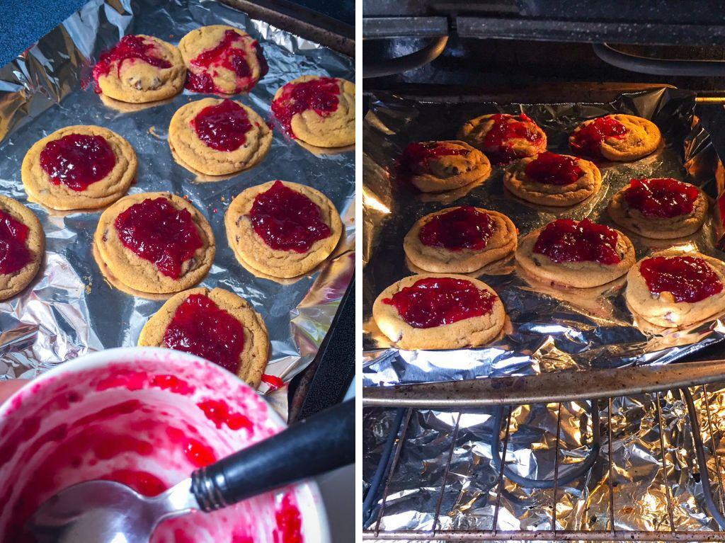 How to make cranberry jam chocolate chip cookies.