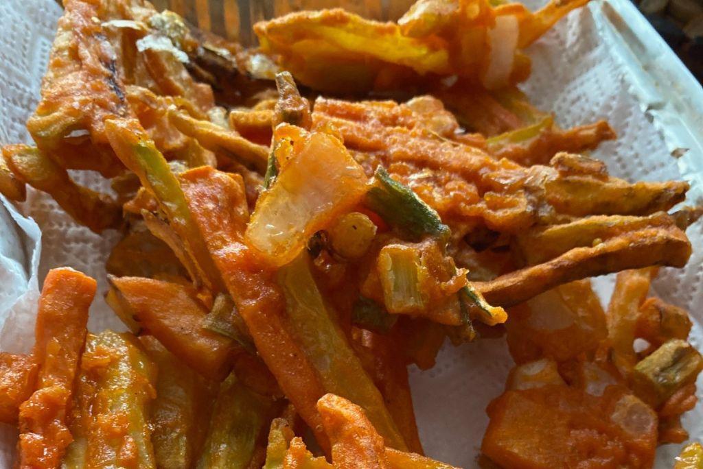 Chayote Squash Fritters close up.