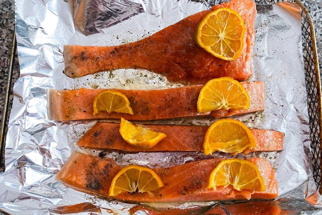 Raw Calamansi Salmon ready to bake.