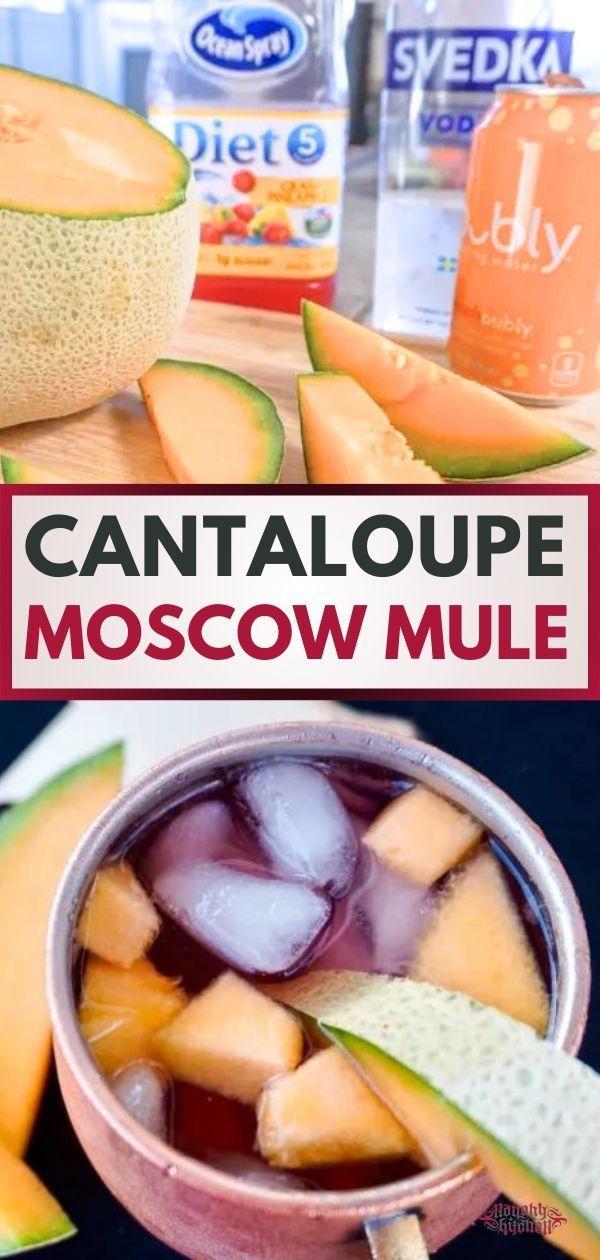 cantaloupe moscow mule with melons, vodka, and bubly.