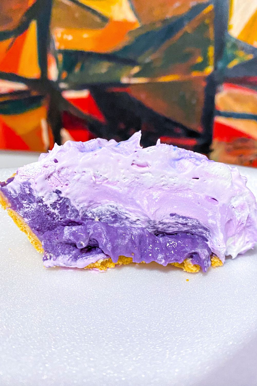 Frozen ube lush pudding pie.